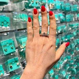 ANEL DUPLO EM ZIRCÔNIA E PONTO DE LUZ BANHADO A PRATA