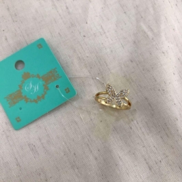 ANEL FARFALLA ZIRCÔNIA BANHADO A OURO