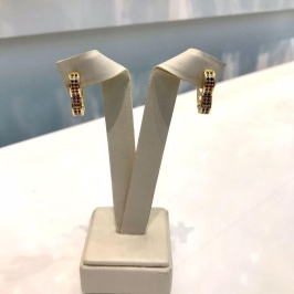 ARGOLA CORAÇÃO ZIRCÔNIA COLORIDA TAM G BANHADO A OURO