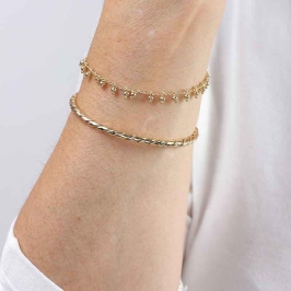 BRACELETE TORCIDO TEXTURIZADO BANHADO A OURO