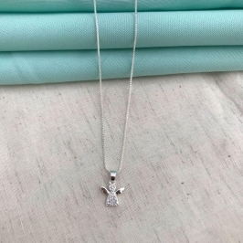 COLAR ANJO DA GUARDA EM ZIRCÔNIA BANHADO A PRATA