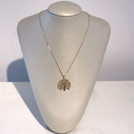 COLAR ÁRVORE DA VIDA CORAÇÕES BANHADO A OURO