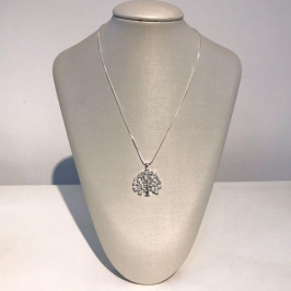 COLAR ÁRVORE DA VIDA CORAÇÕES BANHADO A PRATA