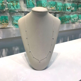 COLAR LONGO CORAÇÕES E ZIRCÔNIA 60CM BANHADO A PRATA