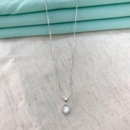 COLAR NOSSA SRA DAS GRAÇAS EM ZIRCÔNIA BANHADO A PRATA