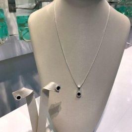 CONJUNTO RELUZ ZIRCÔNIA PRETA BANHADO A PRATA