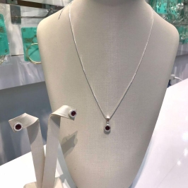 CONJUNTO RELUZ ZIRCÔNIA VERMELHA BANHADO A PRATA