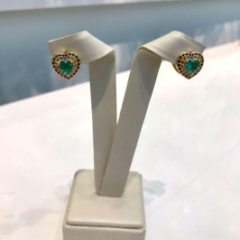 CORAÇÃO VERDE COM ZIRCÔNIA COLORIDA BANHADO A OURO