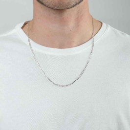 CORRENTE FÍGARO MAN MASCULINO BANHADO A PRATA