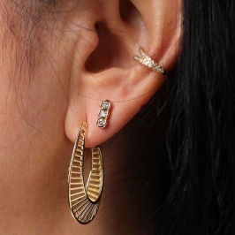 FAKE PIERCING DUPLO EM ZIRCÔNIA BANHADO A OURO