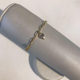 PULSEIRA CORRENTARIAS CORAÇÃO BANHADO A OURO