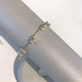 PULSEIRA DE PÉROLAS DUPLAS BANHADO A OURO