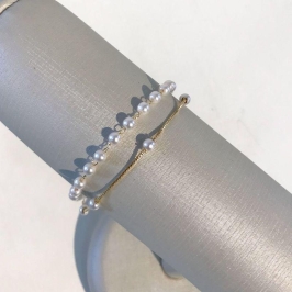 PULSEIRA DUPLA DE PEROLAS BANHADO A OURO