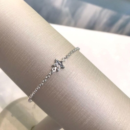 PULSEIRA ESTRELA ZIRCÔNIA ELO PORTUGUÊS BANHADO A PRATA