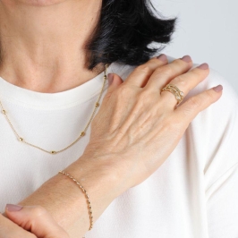 PULSEIRA GRÃO DE ARROZ BANHADO A OURO