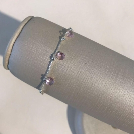 PULSEIRA MINI ESFERA TIFFANY ROSA BANHADO A PRATA