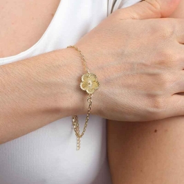 PULSEIRA TREVO GLAMOUR CORRENTE CARTIER BANHADO A OURO