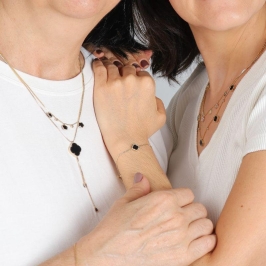 PULSEIRA TREVO PRETO JEWELRY REGULÁVEL BANHADO A OURO