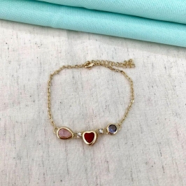 PULSEIRA ZIRCÔNIAS COLORIDAS BANHADO A OURO