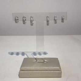 TRIO DE ARGOLA EM ZIRCÔNIA GLAMOUR BANHADO A PRATA