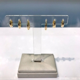 TRIO DE ARGOLA OVAL BANHADO A OURO