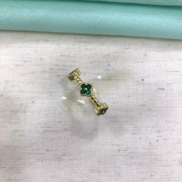 ANEL TREVO ZIRCÔNIA VERDE REGULÁVEL BANHADO A OURO