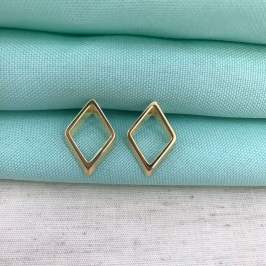 ARGOLA GEOMÉTRICA BANHADO A OURO