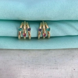 ARGOLA ZIRCÔNIA COLORIDA BANHADO A OURO