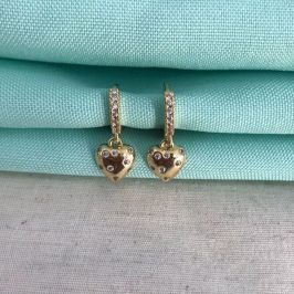 ARGOLINHA CUORE ZIRCÔNIA BANHADO A OURO