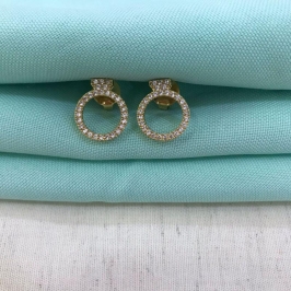 BRINCO REDONDO EM ZIRCÔNIA BANHADO A OURO