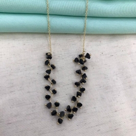 CHOKER CASCALHO NEGRO GLAMOUR BANHADO A OURO