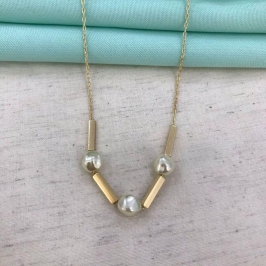 COLAR CANUTILHO PÉROLA DE ÁGUA DOCE BANHADO A OURO