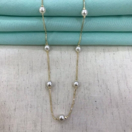 COLAR DE PÉROLA 65CM BANHADO A OURO