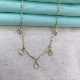 COLAR GOTAS EM ZIRCÔNIA BANHADO A OURO
