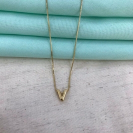 COLAR INICIAL LISA BANHADO A OURO