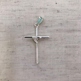 PINGENTE CRUZ FÉ BANHADO A PRATA