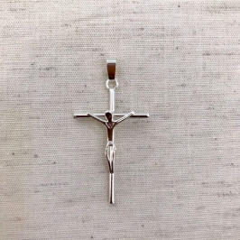 PINGENTE CRUZ JESUS BANHADO A PRATA