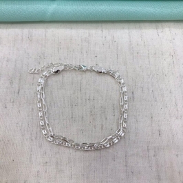 PULSEIRA DUPLA CARTIER E GRUMET BANHADO A PRATA