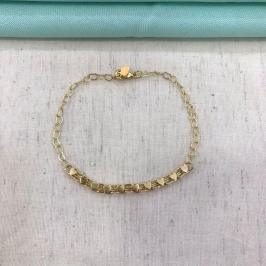 PULSEIRA DUPLA CORAÇÃO BANHADO A OURO