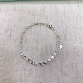 PULSEIRA DUPLA CORAÇÃO BANHADO A PRATA