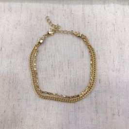 PULSEIRA DUPLA MALHA E CARTIER BANHADO A OURO