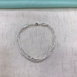 PULSEIRA DUPLA MALHA E CARTIER BANHADO A PRATA