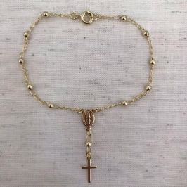 PULSEIRA TERÇO BANHADO A OURO