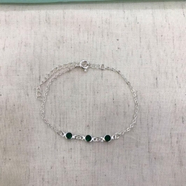 PULSEIRA TIFFANY ESMERALDA BANHADO A PRATA