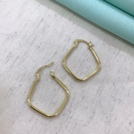 ARGOLA LOSANGO FECHO ITALIANO BANHADO A OURO