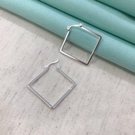 ARGOLA LOSANGO FECHO ITALIANO BANHADO A PRATA