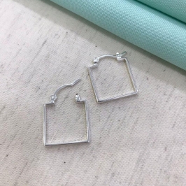 ARGOLA QUADRADA FECHO ITALIANO BANHADO A PRATA