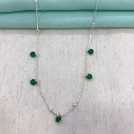 COLAR ESFERA TIFANY VERDE BANHADO A PRATA