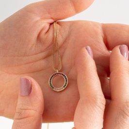 CONJUNTO VIDA ZIRCÔNIA COLORIDA BANHADO A OURO