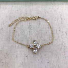 PULSEIRA TREVO ZIRCÔNIA GOLD BANHADO A OURO